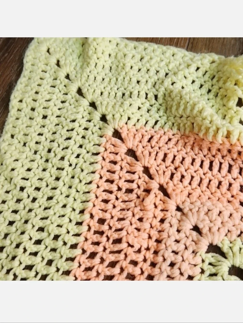 8 point Star Snowflake Crochet Knit Baby Blanket Throw Yellow Pink Peach Coral